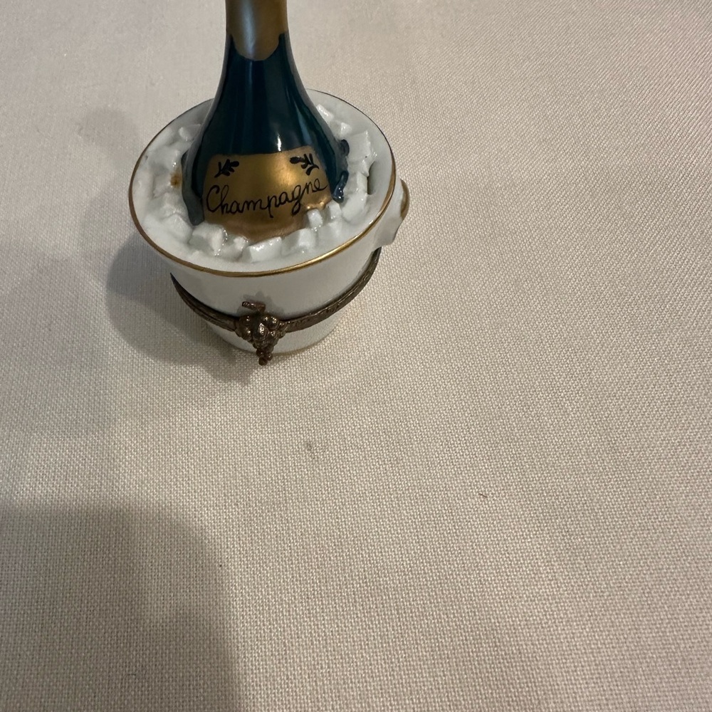 Limoges Blue and Gold Champagne Bottle Decor